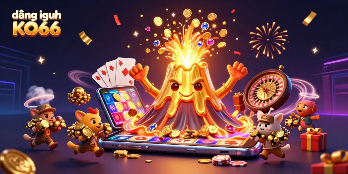 Spin to win on đăng nhập KO66 with a vibrant 3D scene of treasures and games!