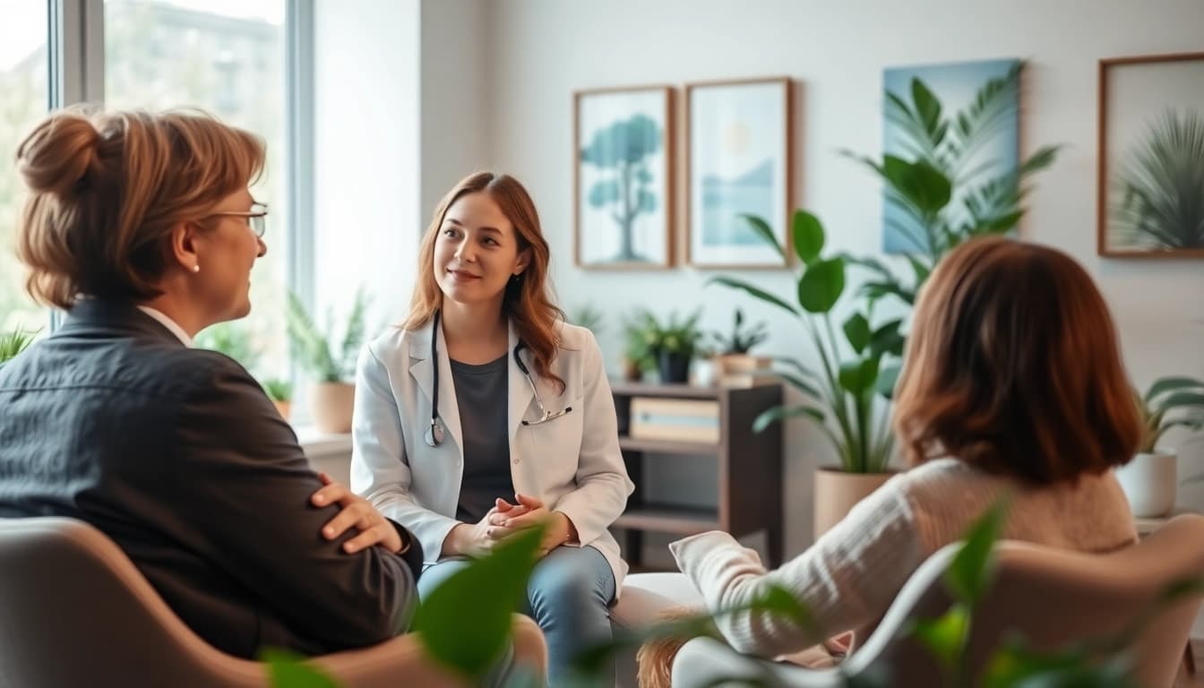 Enhance emotional wellbeing through a professional therapeutic conversation in a serene setting.