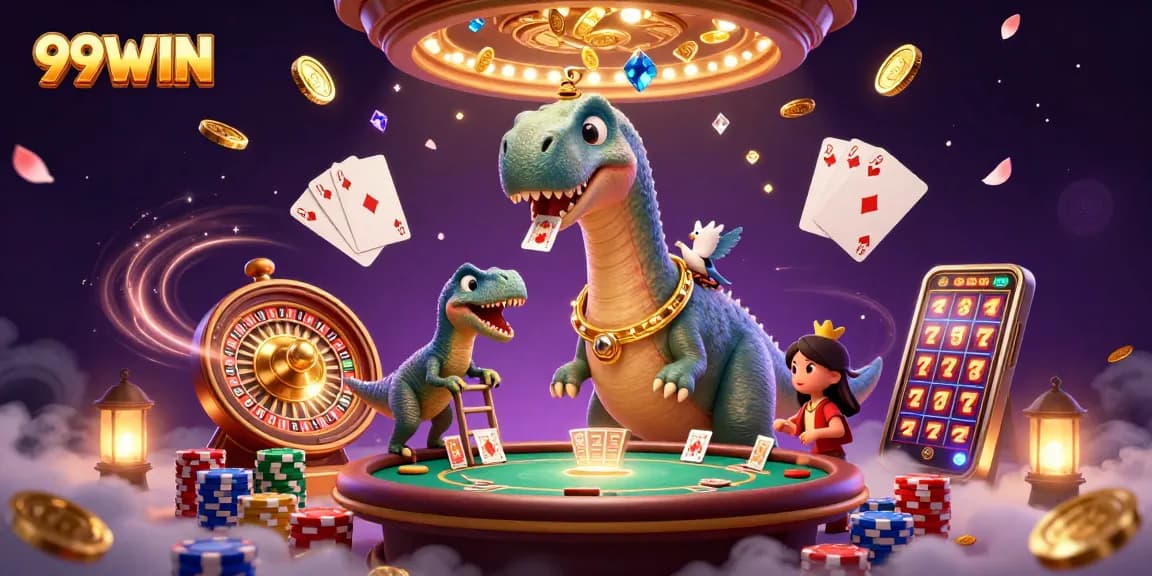 Experience thrill at 99WIN with vibrant casino elements and engaging characters for epic gameplay.