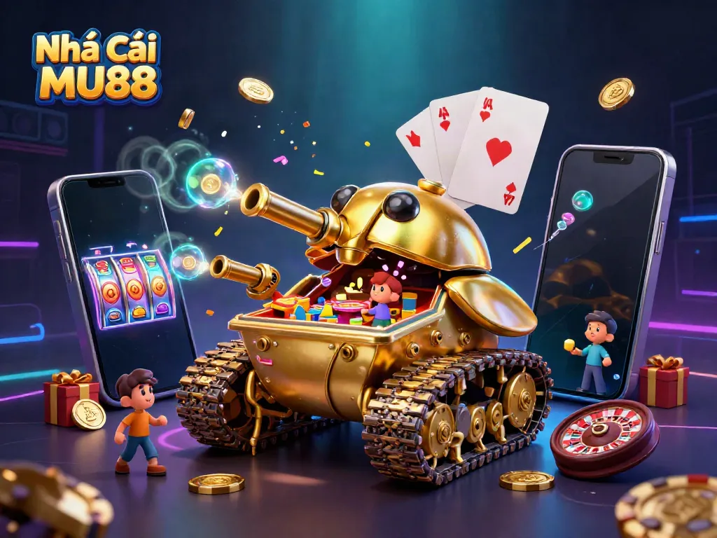 Engage with thrilling gameplay at Nhà cái MU88, featuring a dynamic casino scene.