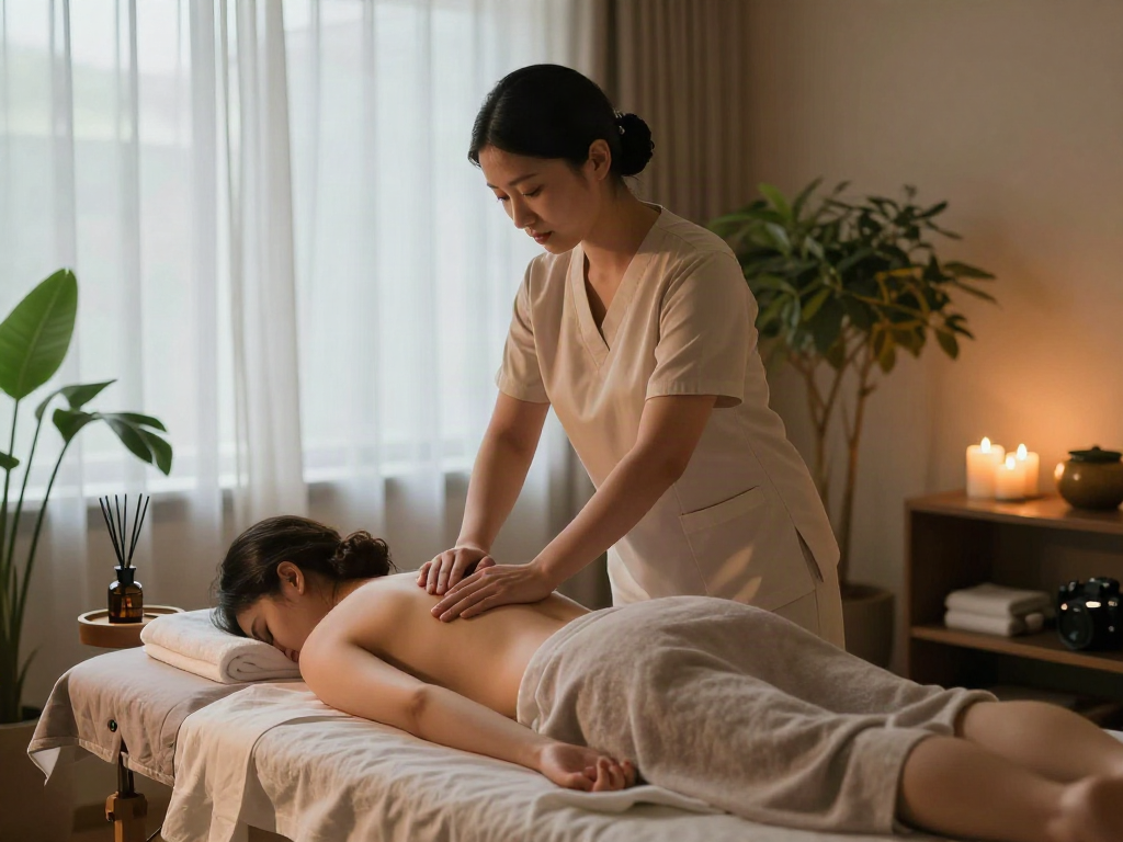 Relaxation during 구로출장 massage therapy session in a serene environment.