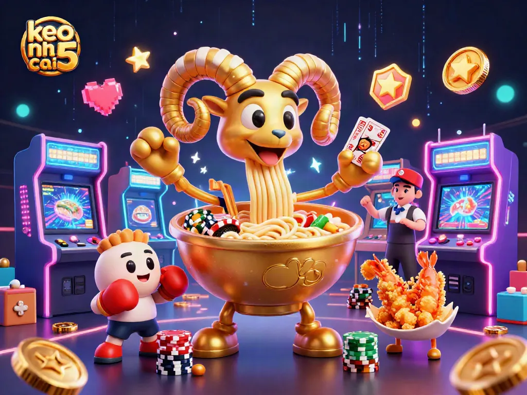 Engage with keo nha cai 5 in an exciting 3D casino illustration showcasing vibrant characters