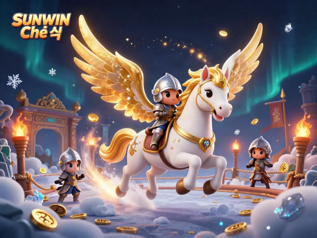 Experience the excitement of SUNWIN Chính thức with a celestial horse and knight immersed in a dynamic gambling scene.