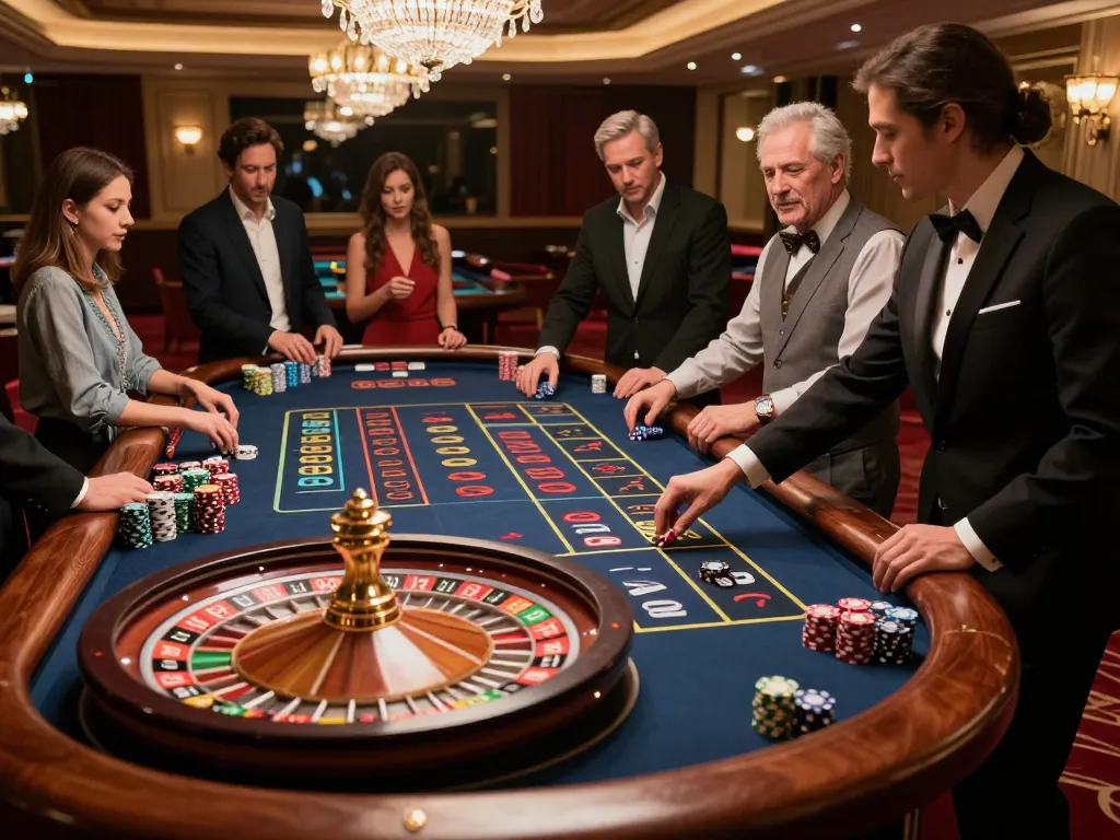 The excitement of placing bets at Nhà cái Jun88's roulette table, showcasing a thrilling gaming atmosphere.