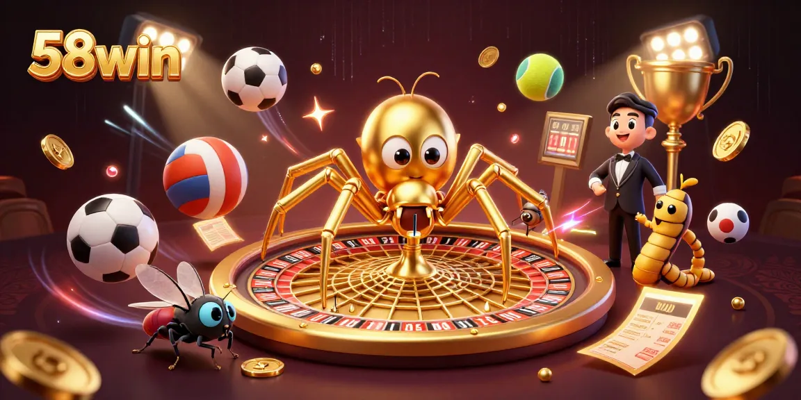 Experience thrilling betting action at 58win with a dynamic roulette wheel and sports elements.