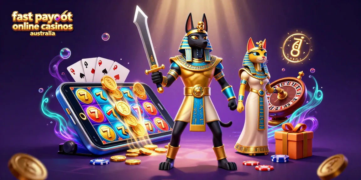 Experience the thrill of fast payout online casinos Australia with Anubis and Bastet among casino elements.