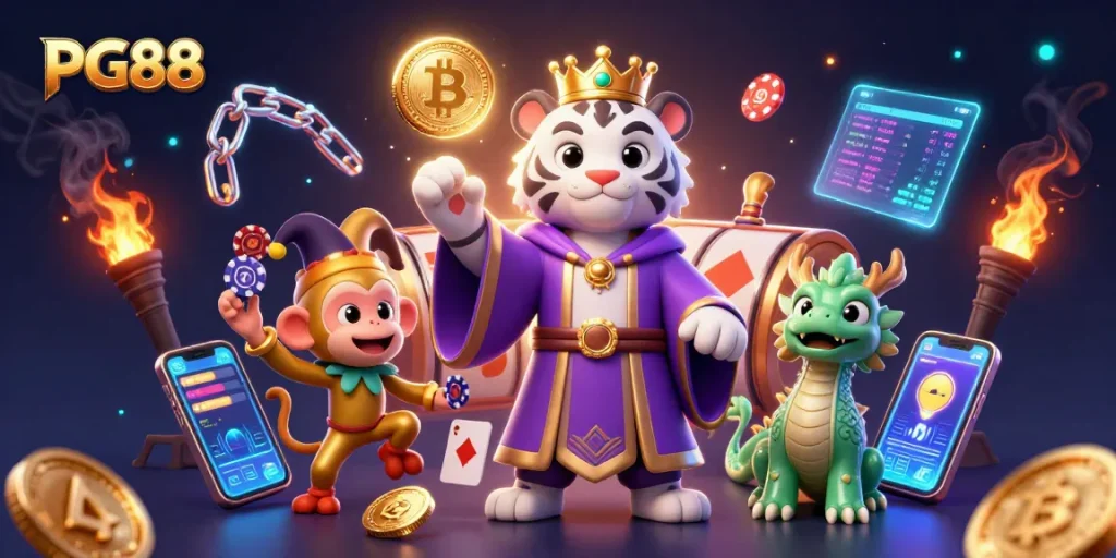 Engage with the thrilling PG88 casino experience featuring exciting games amid vibrant 3D characters.