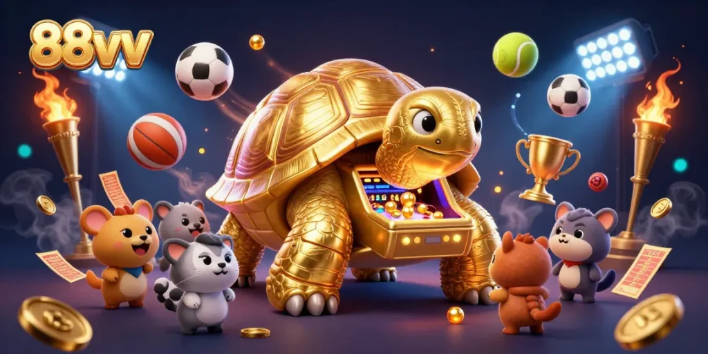 Experience endless fun with 88vv’s colossal golden tortoise pinball casino game showcasing excitement.